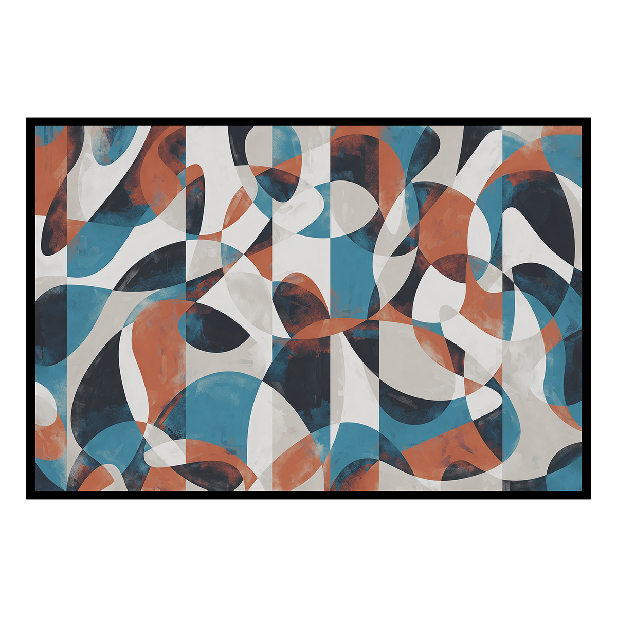 Affiche encadrée abstraction géométrique colorée, HEXOA