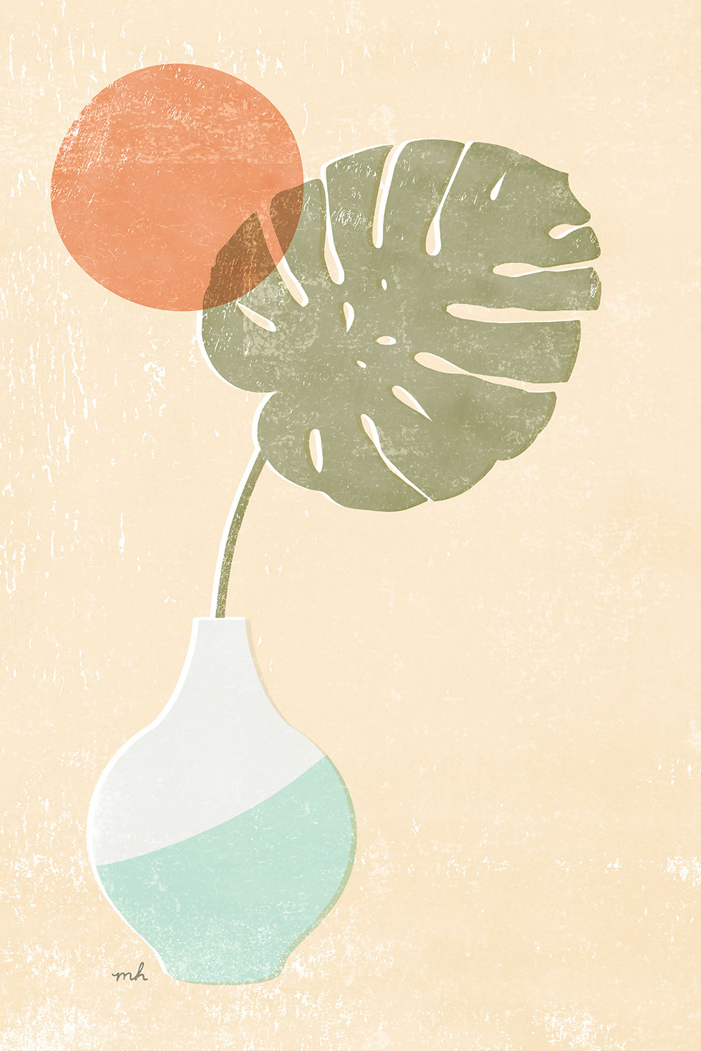 Tableau fleurs Monstera blush, HEXOA