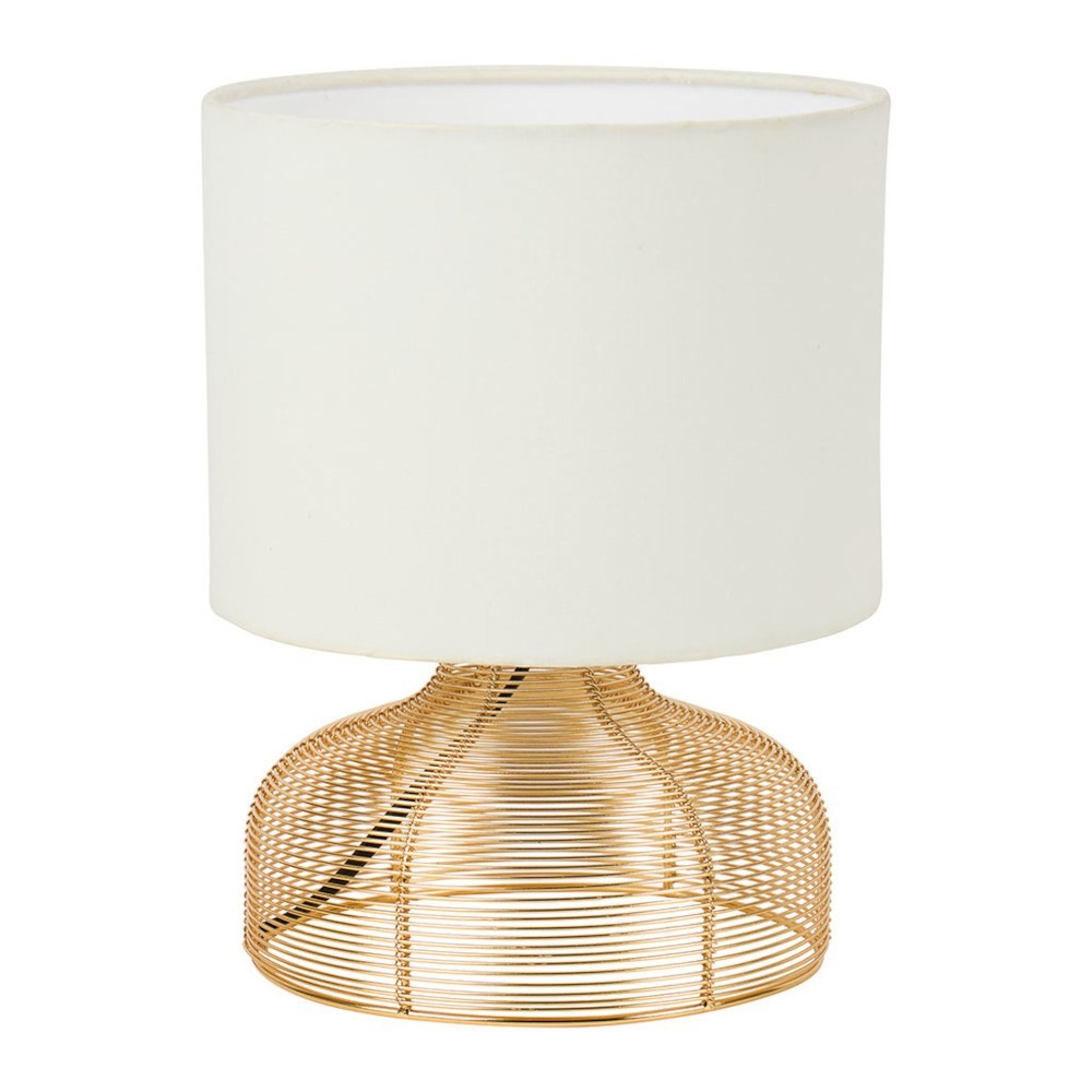 Lampe En Métal Doré Avec Abat-jour Blanc, DECORATIE