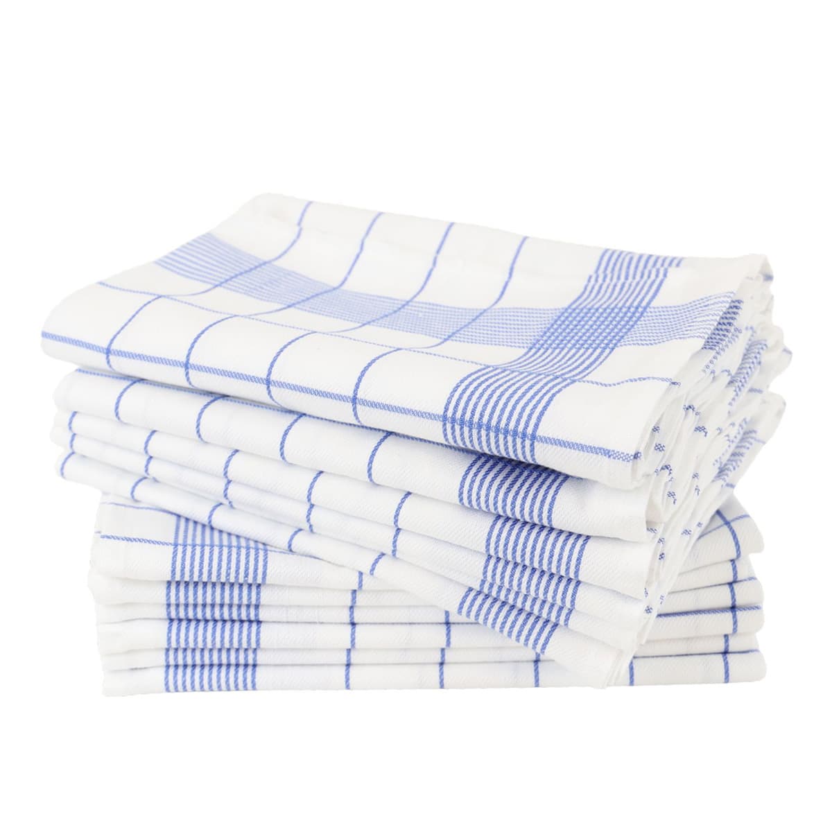 Lot de 12 torchons de cuisine coton tissé teint jacquard MAEVA, LINANDELLE