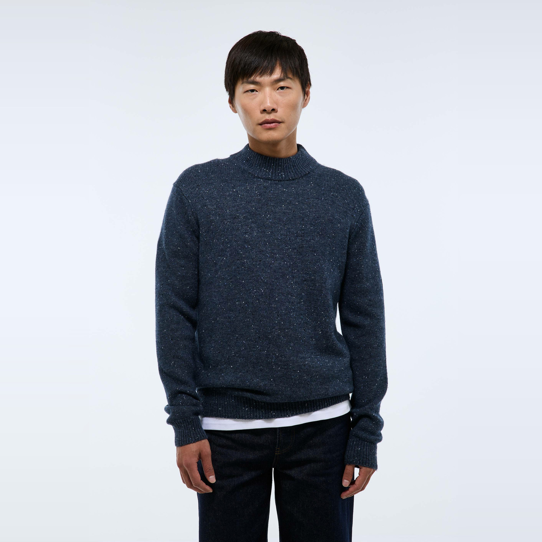 Pull col montant neps contenant de la laine, MONOPRIX