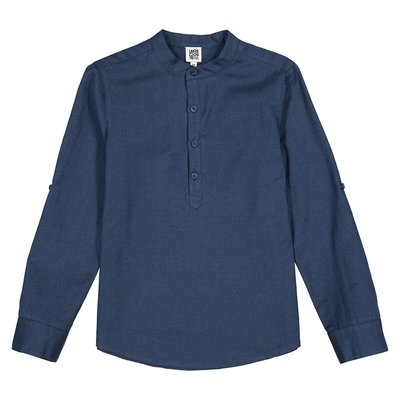 Cotton/Linen Shirt with Grandad Collar LA REDOUTE COLLECTIONS