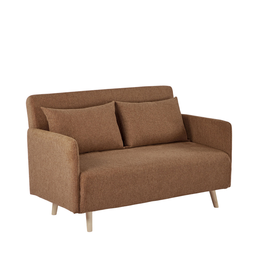 Canapé convertible 2 places en tissu pieds bois clair- BELUSHI, DRAWER