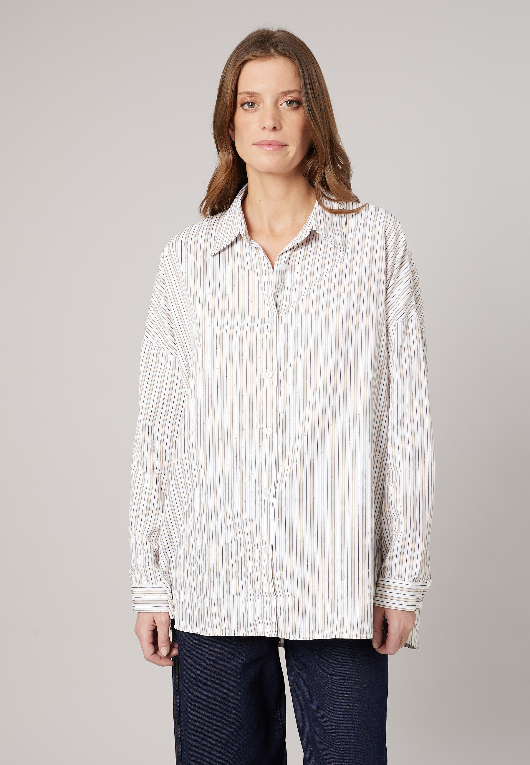 Chemise rayée femme avec strass OWANY, DEELUXE