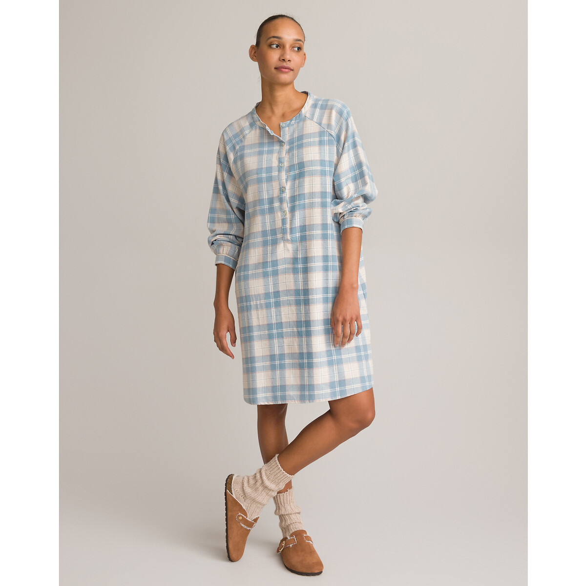 Checked Cotton Flannel Nightdress