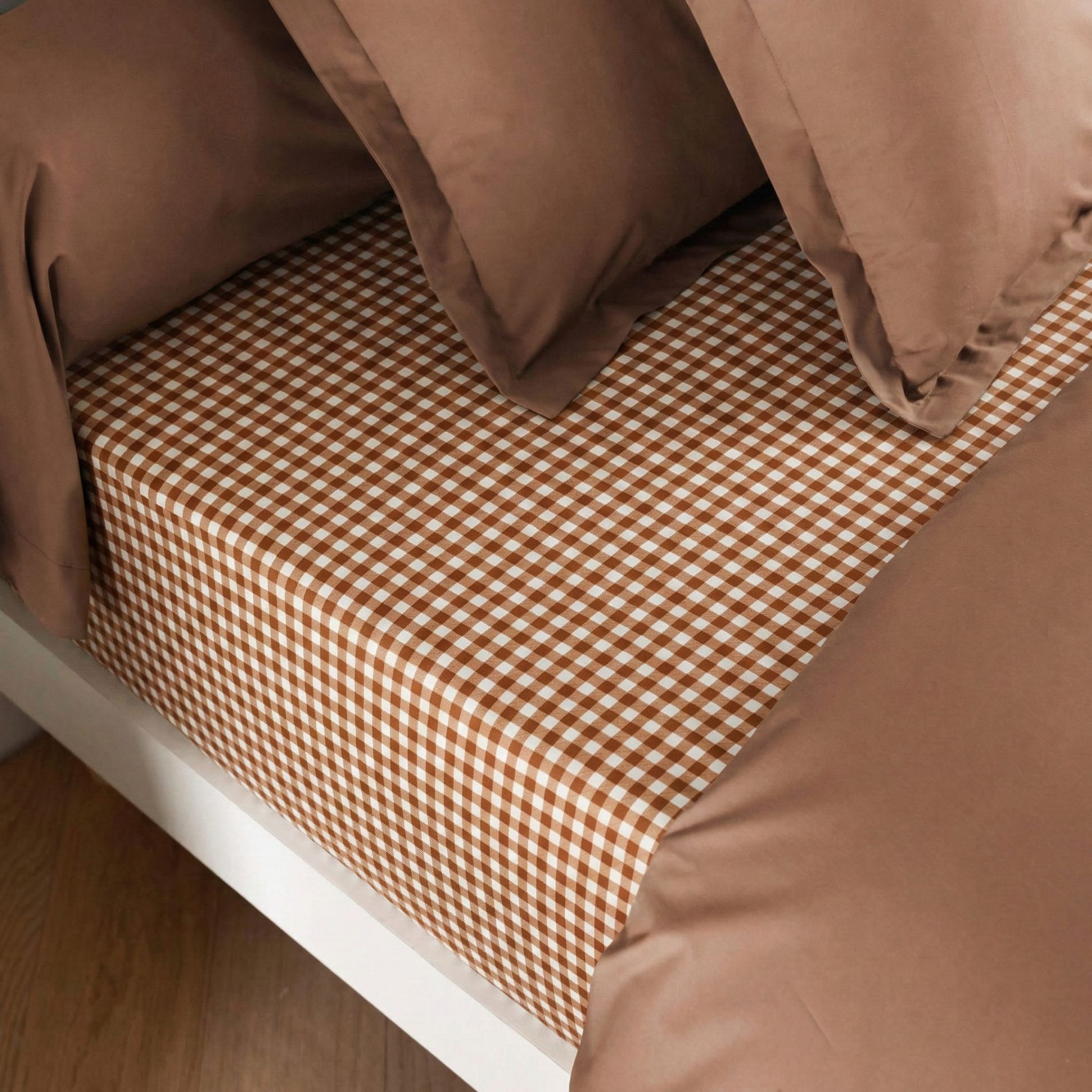 Drap housse coton à carreaux Vichy, TERRE DE NUIT
