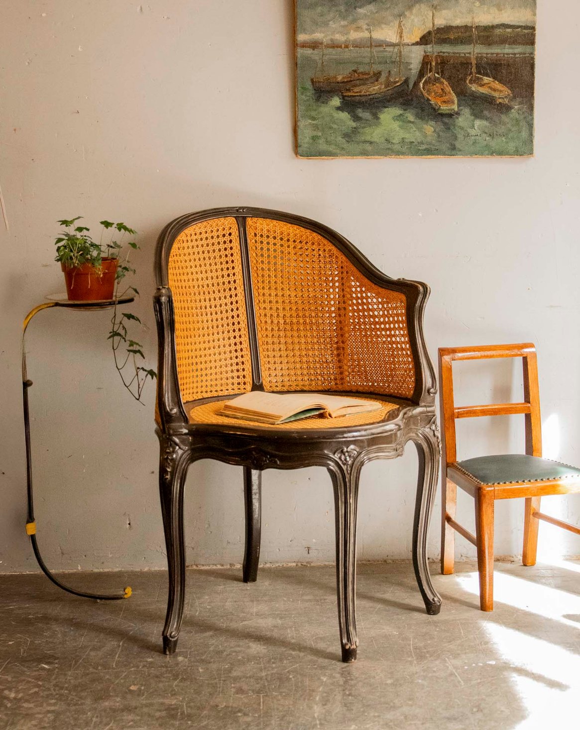 Fauteuil ancien en cannage Ernest N°1583 - Bon état, DEBONGOUT