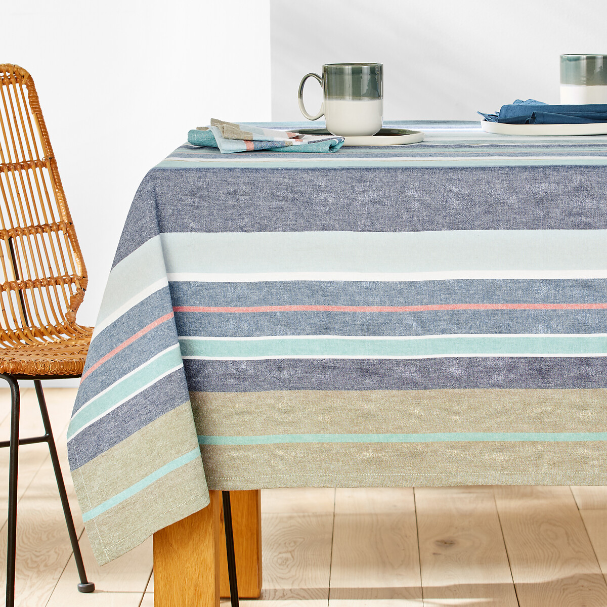 Antika Woven-Dyed Striped Organic Cotton Tablecloth