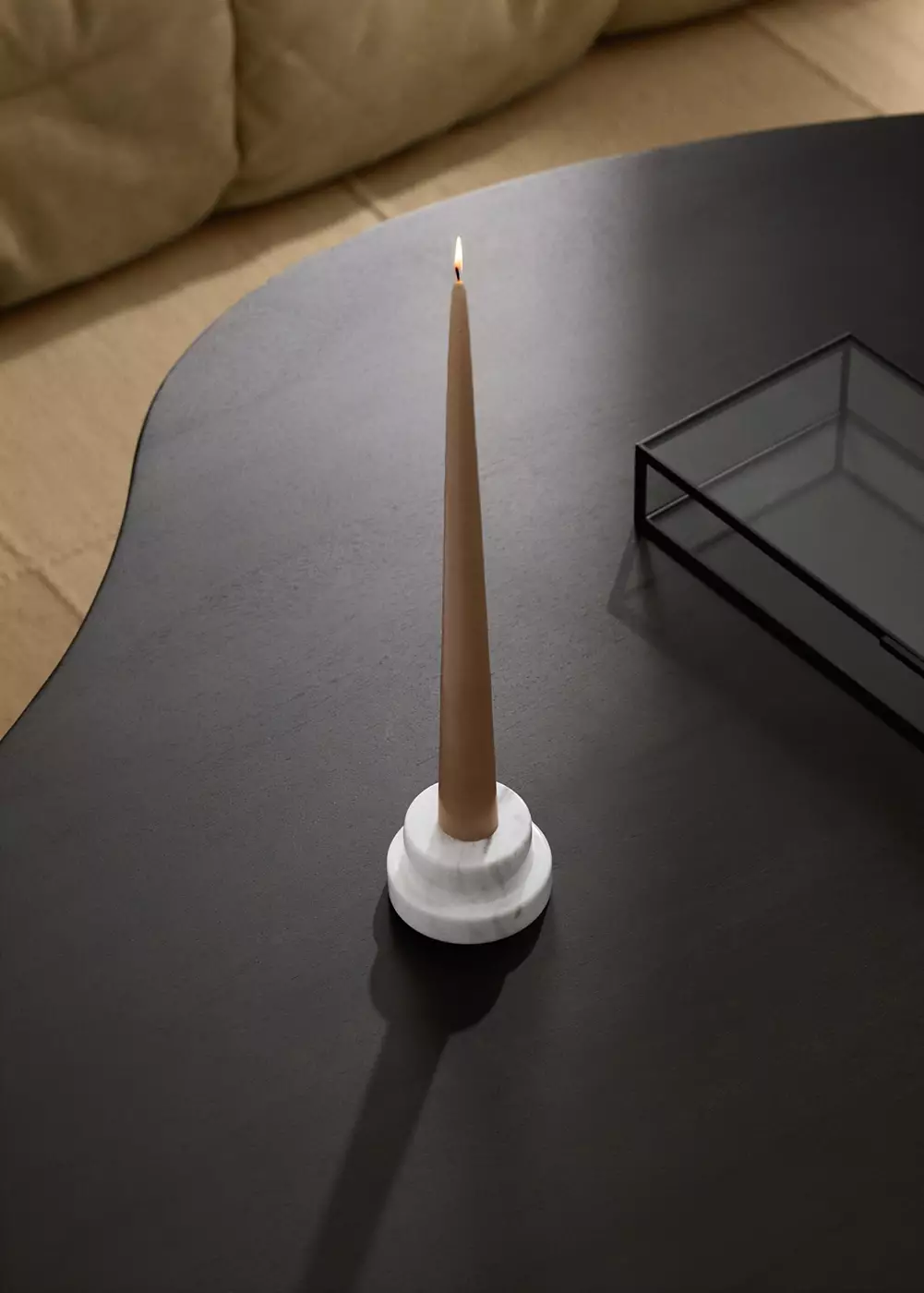 Bougeoir réversible en marbre bas, MANGO HOME