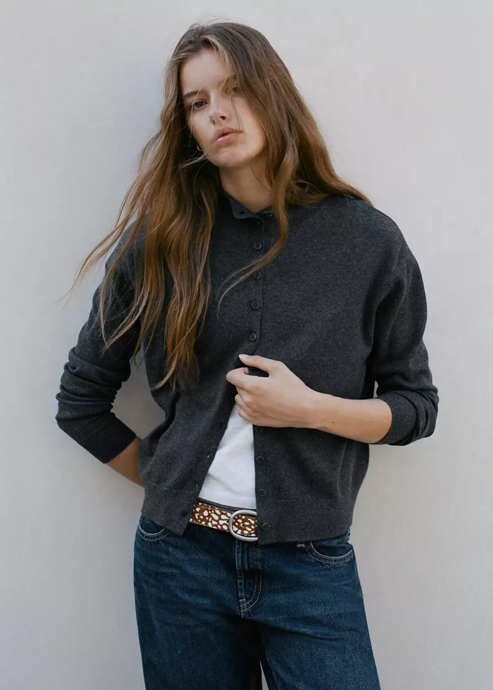 Cardigan col montant boutons, MANGO TEEN