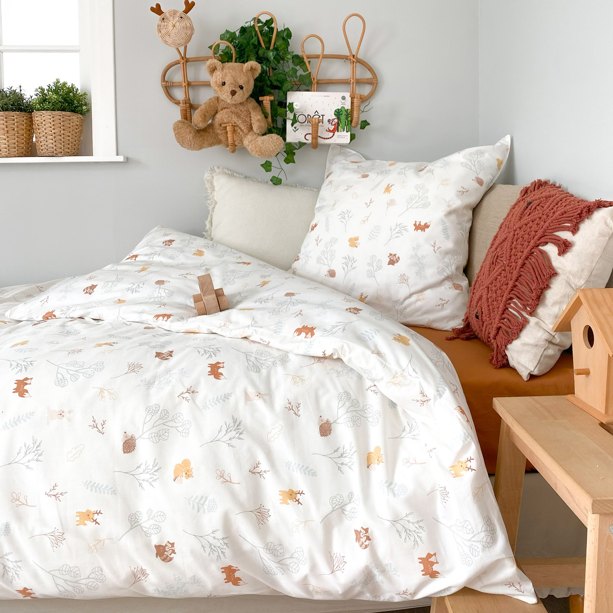 Parure de couette 1 personne coton bio DREAM FOREST, LITTLE CREVETTE