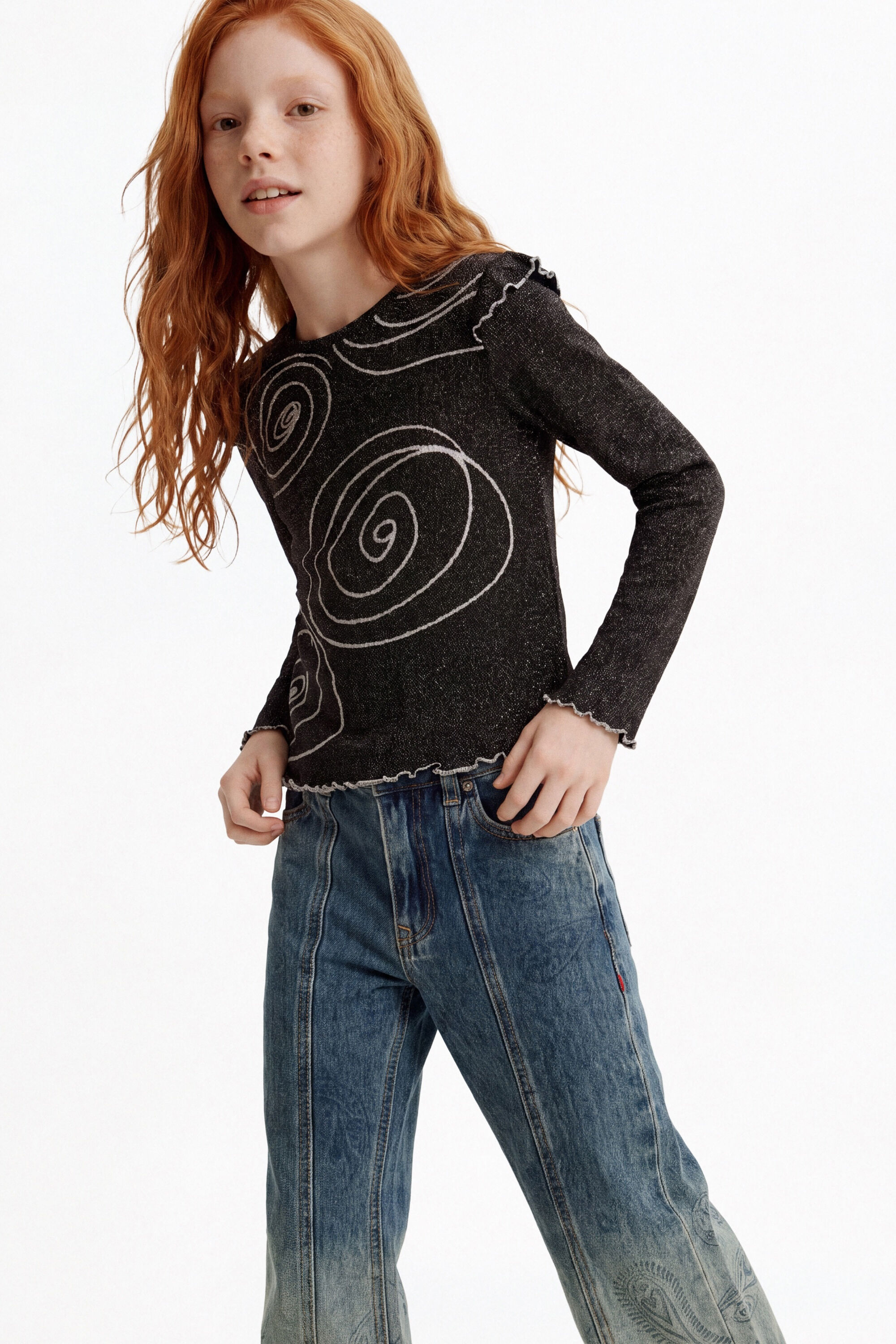 T-shirt à manches longues à spirales, DESIGUAL