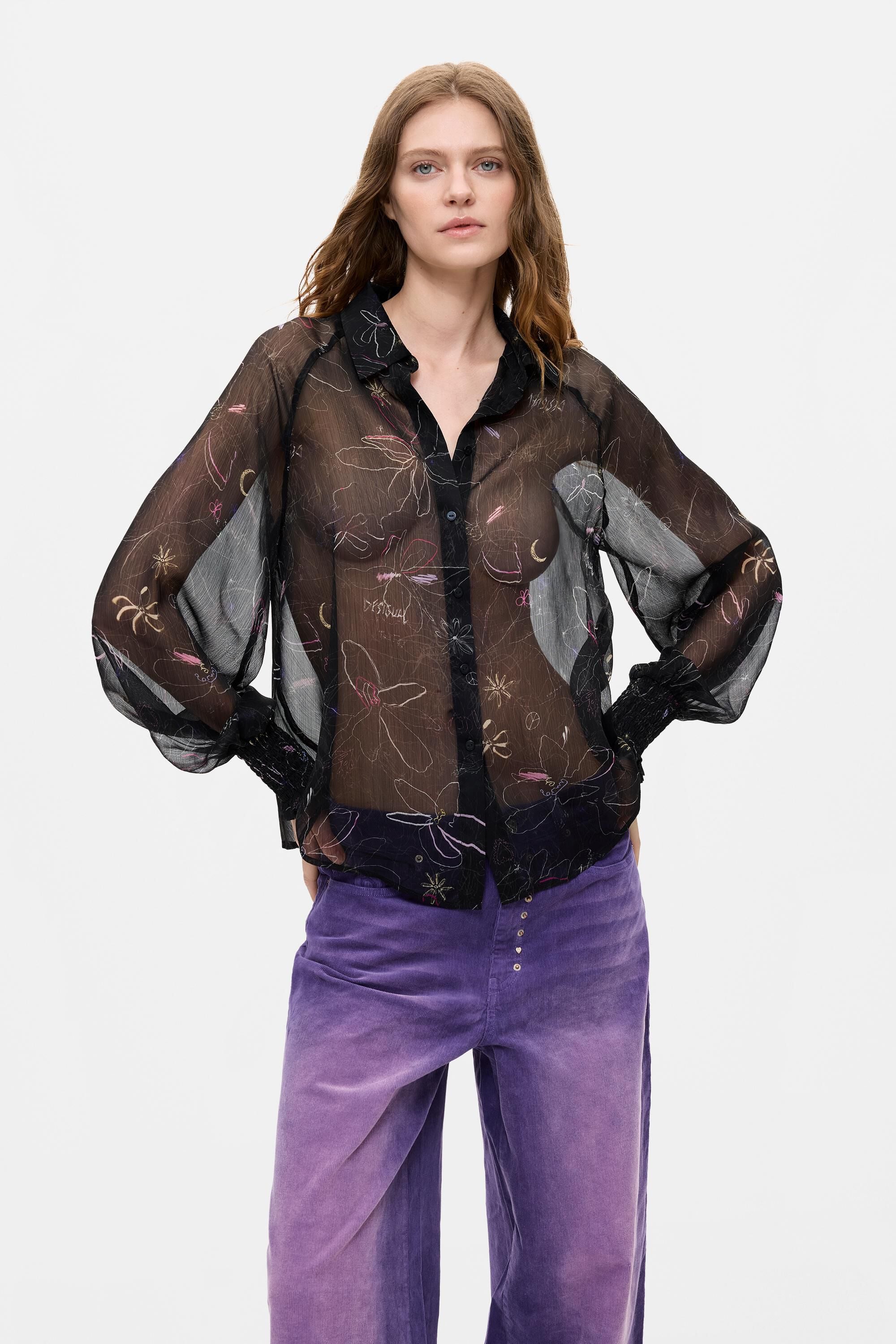 Blouse fleurie transparente, DESIGUAL