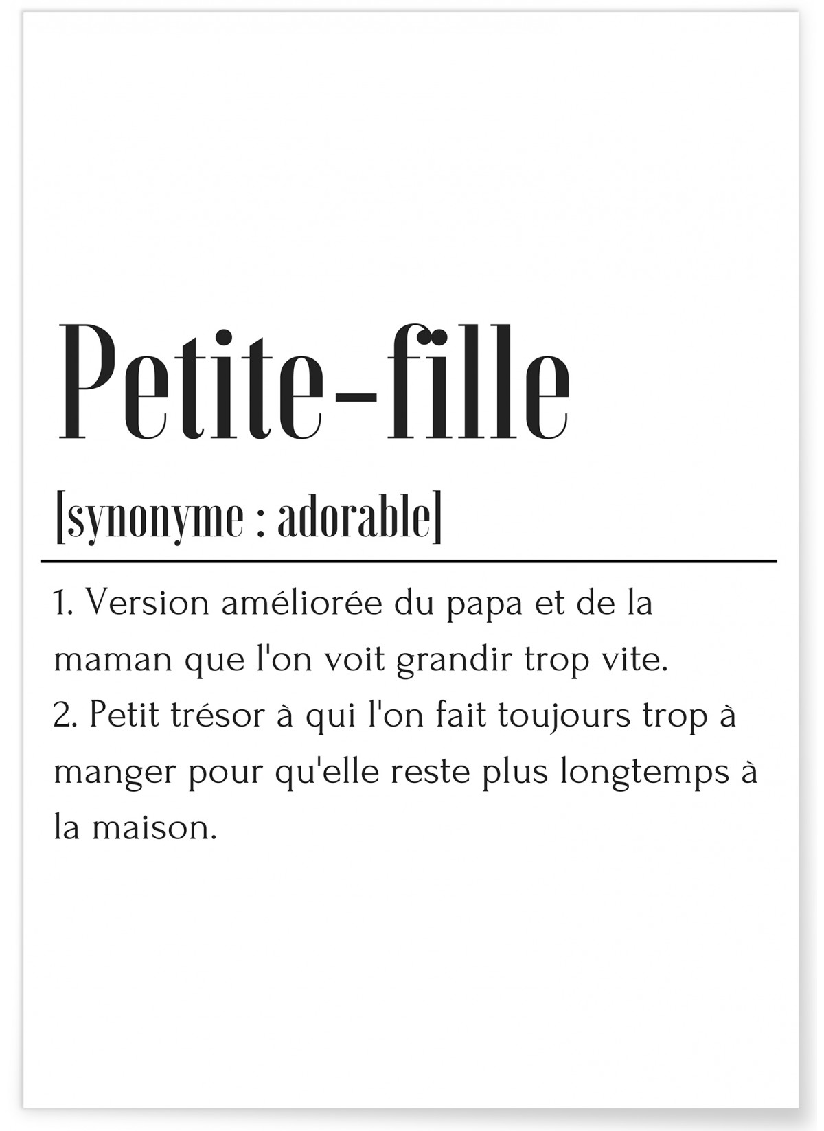 Affiche Définition Petite-fille, L'AFFICHERIE