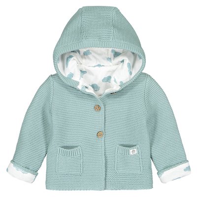 Organic Cotton Hooded Cardigan with Button Fastening LA REDOUTE COLLECTIONS