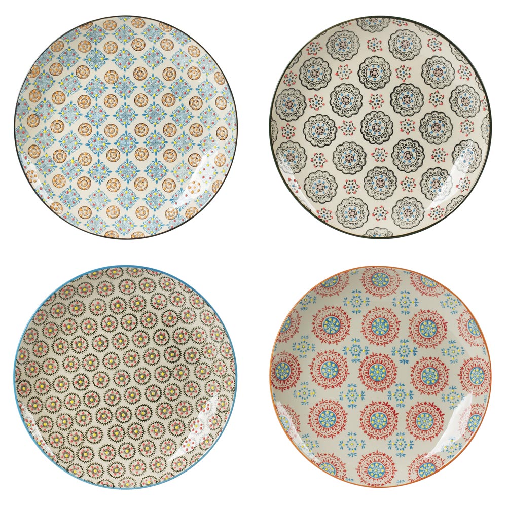 Coffret de 4 assiettes plates Bohème 26 cm, TABLE PASSION