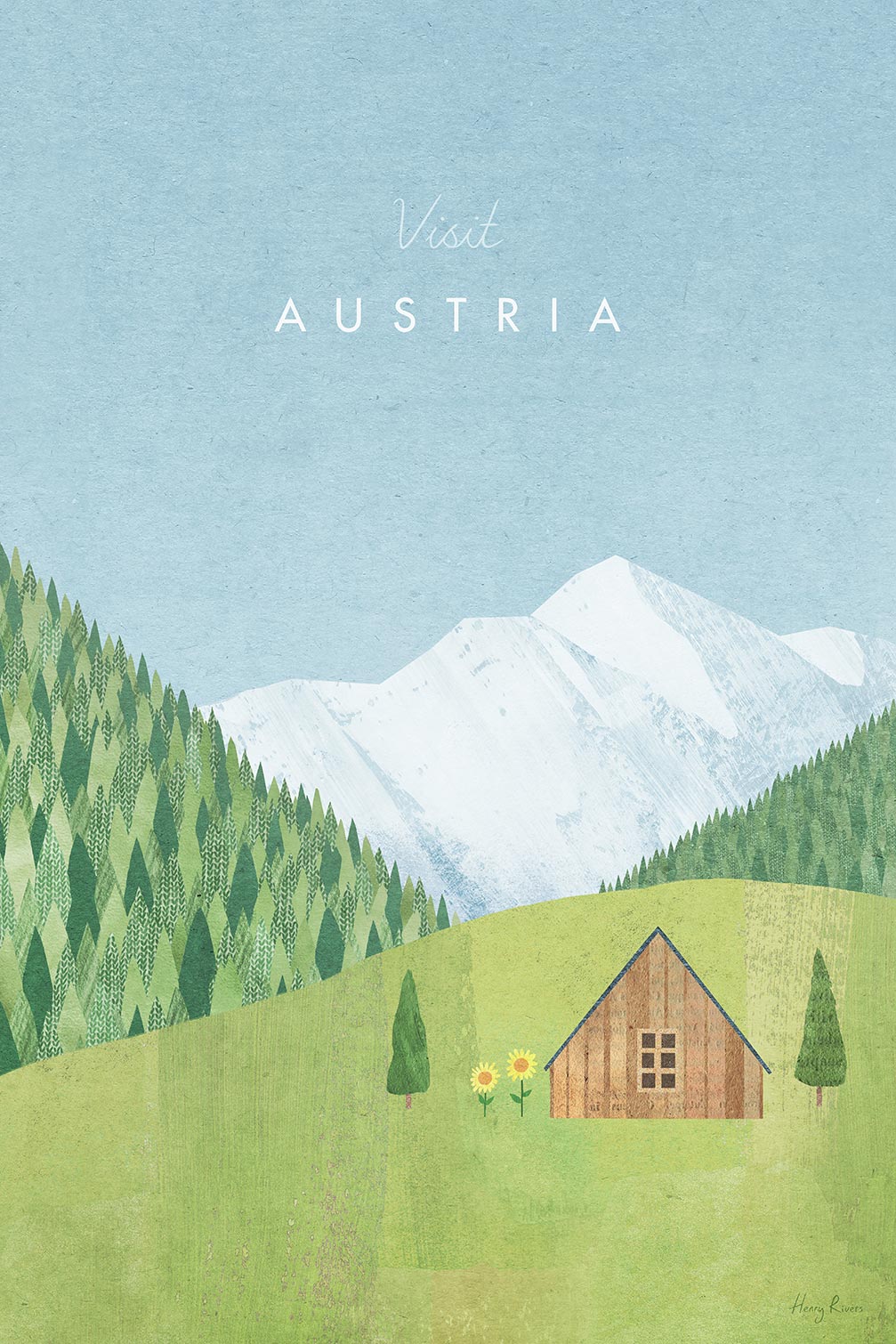 Tableau paysage autriche vintage, HEXOA