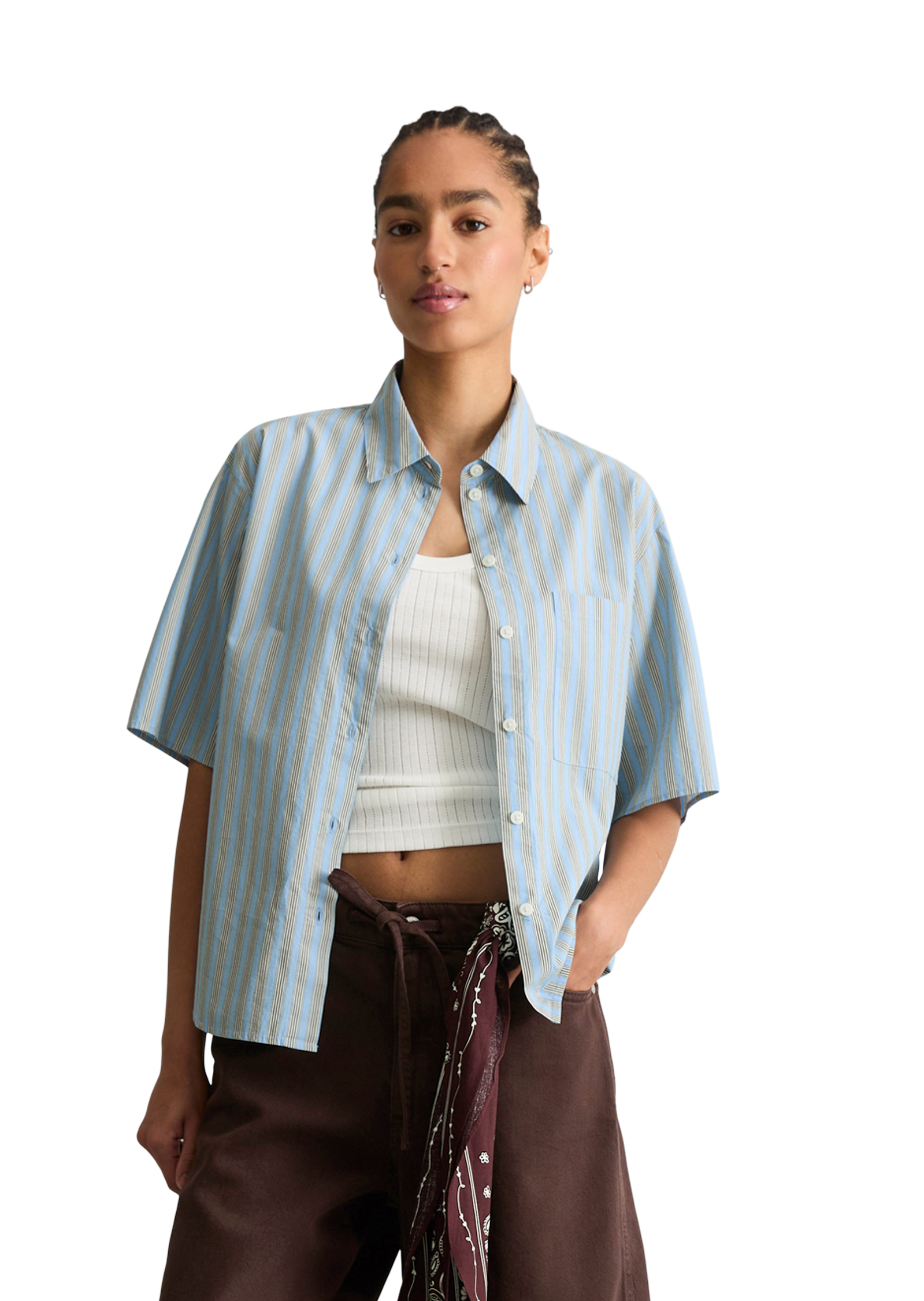 Blouse à rayures regular en popeline papertouch rayée, MARC O’POLO DENIM