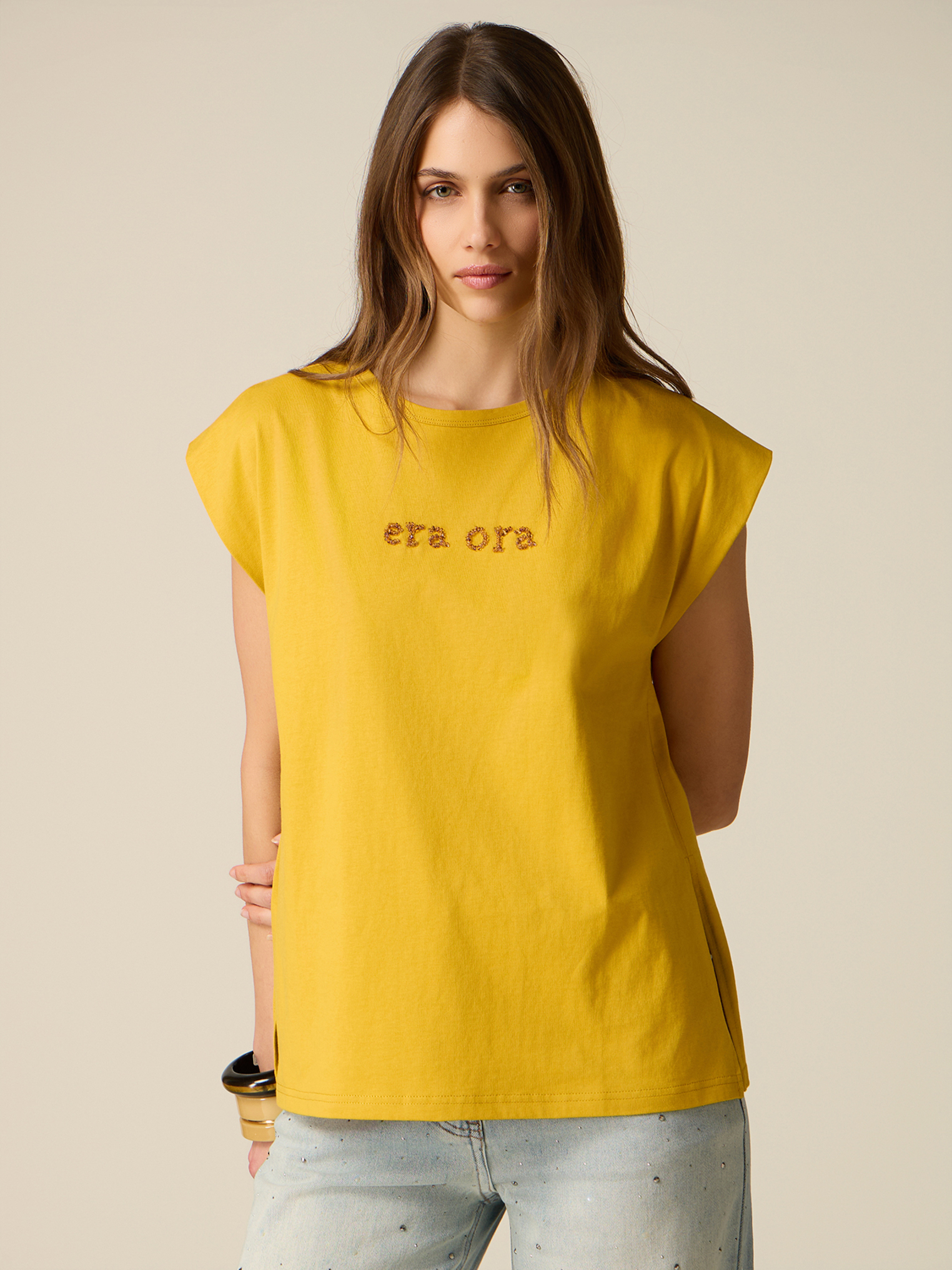 T-shirt avec broderie lettrage, OLTRE