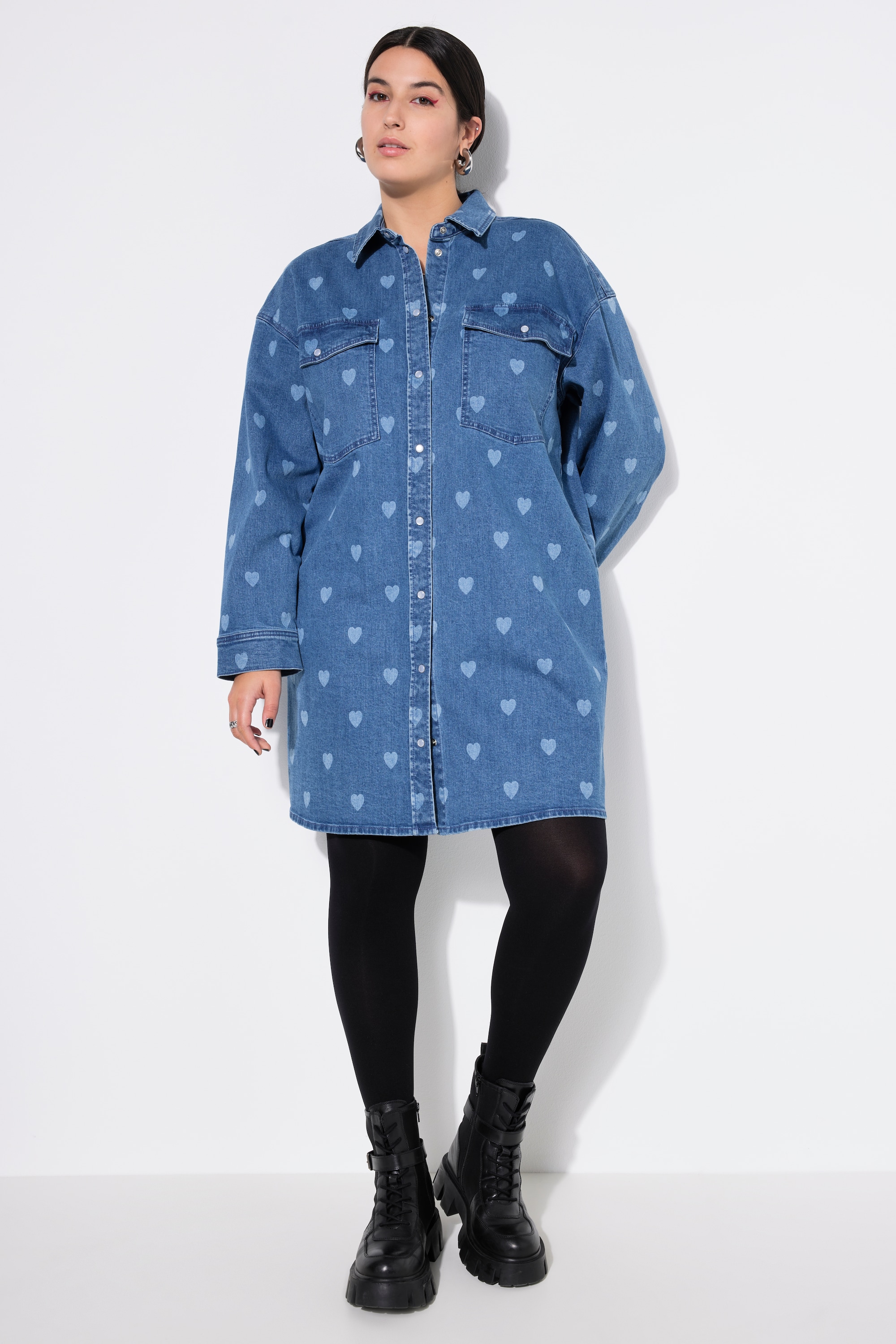 Robe en jean oversize, imprimé petits CŒURS, STUDIO UNTOLD