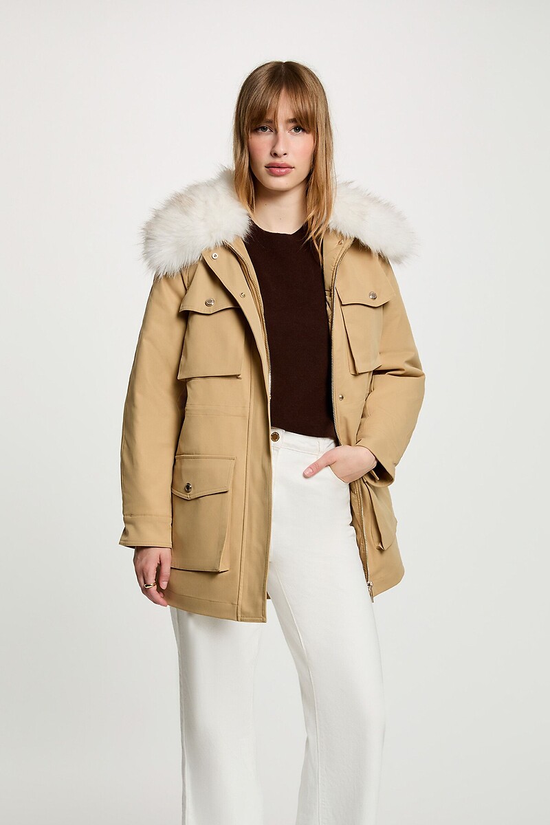 Parka unie à poches plaquées, MORGAN