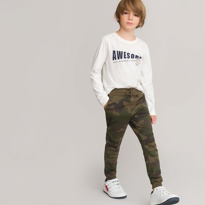 Camo Print Joggers in Organic Cotton Mix, 3-14 Years LA REDOUTE COLLECTIONS