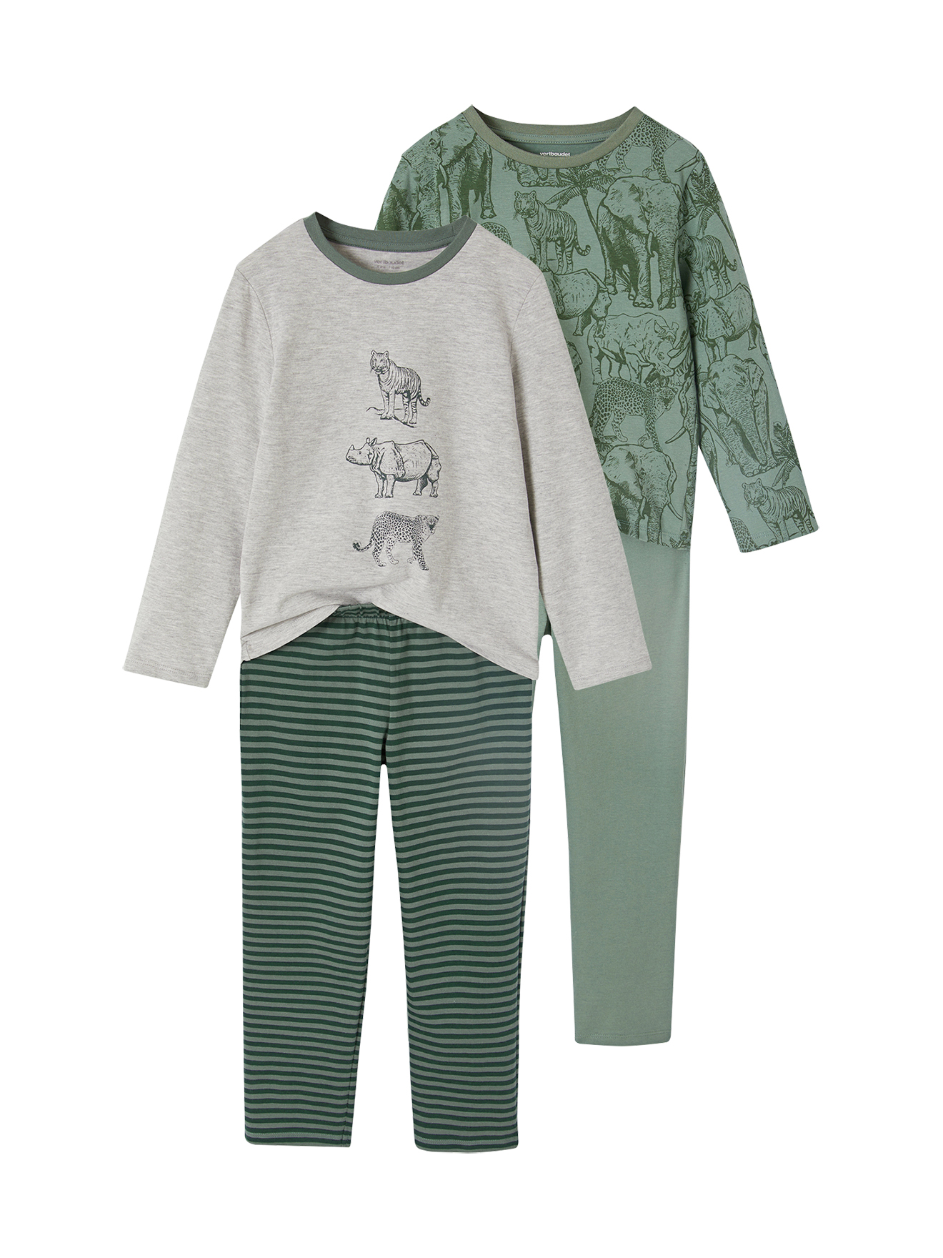 Lot de 2 pyjamas "jungle", VERTBAUDET