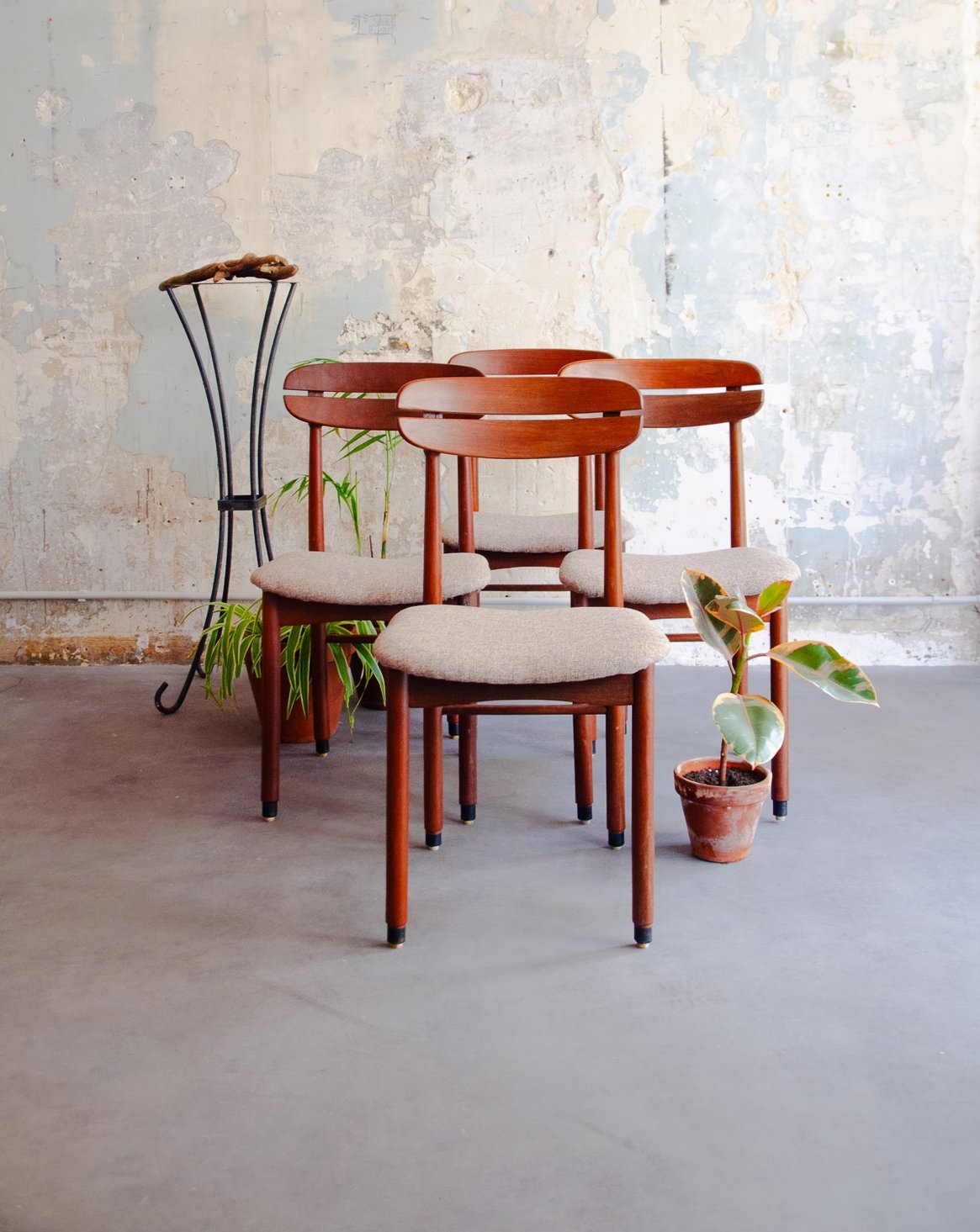 Lot de 4 chaises grain de café Alma N°1534 - Bon état, DEBONGOUT