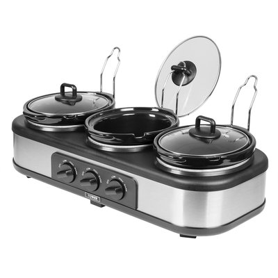 Three Pot 4.5L Slow Cooker - Black - T16015 TOWER