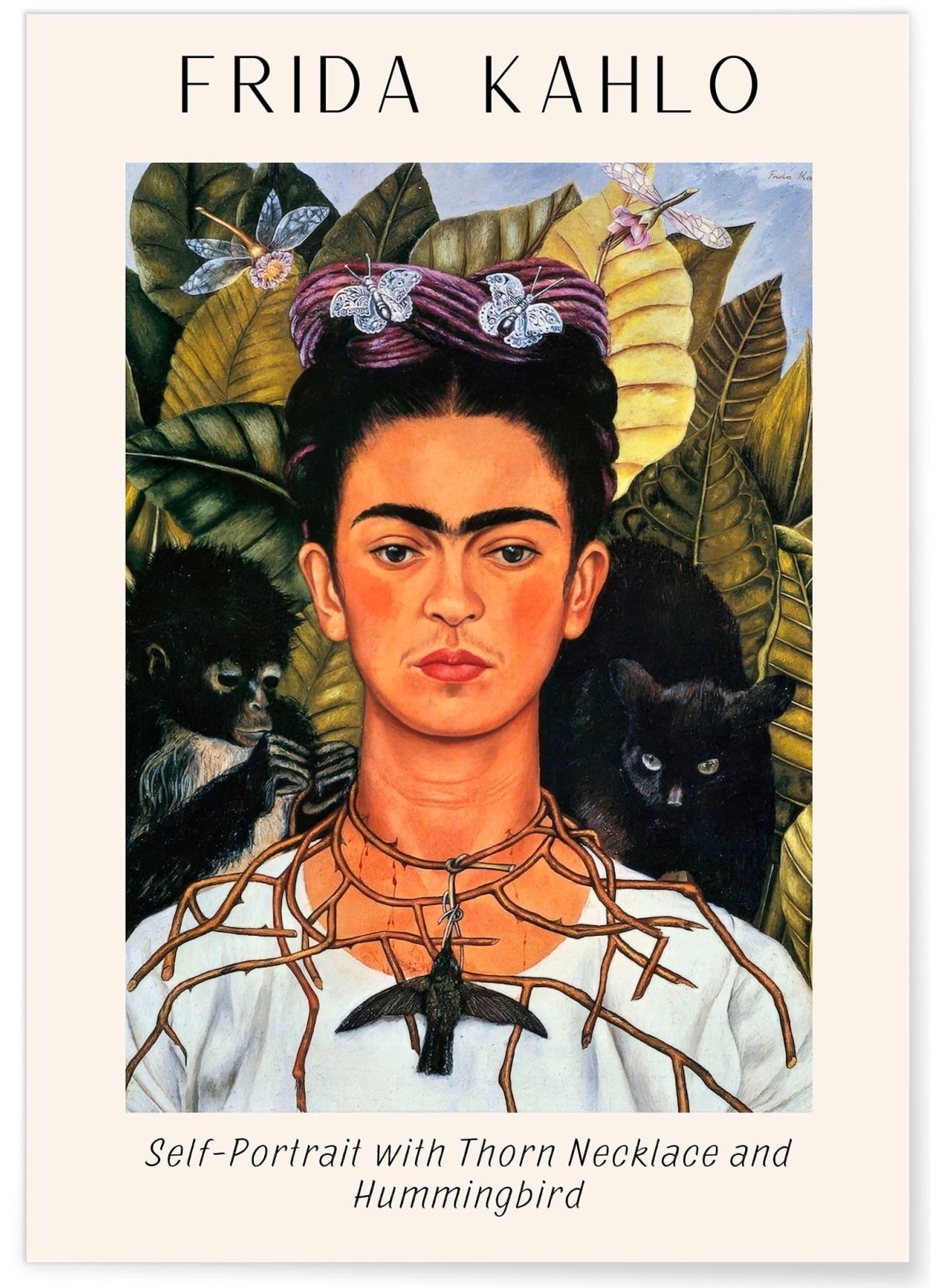 Affiche Frida Kahlo « Self-Portrait with Thorn Necklace and Hummingbird », L'AFFICHERIE