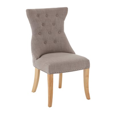 Dining Chair in Mink Linen & Stud Detail SO'HOME