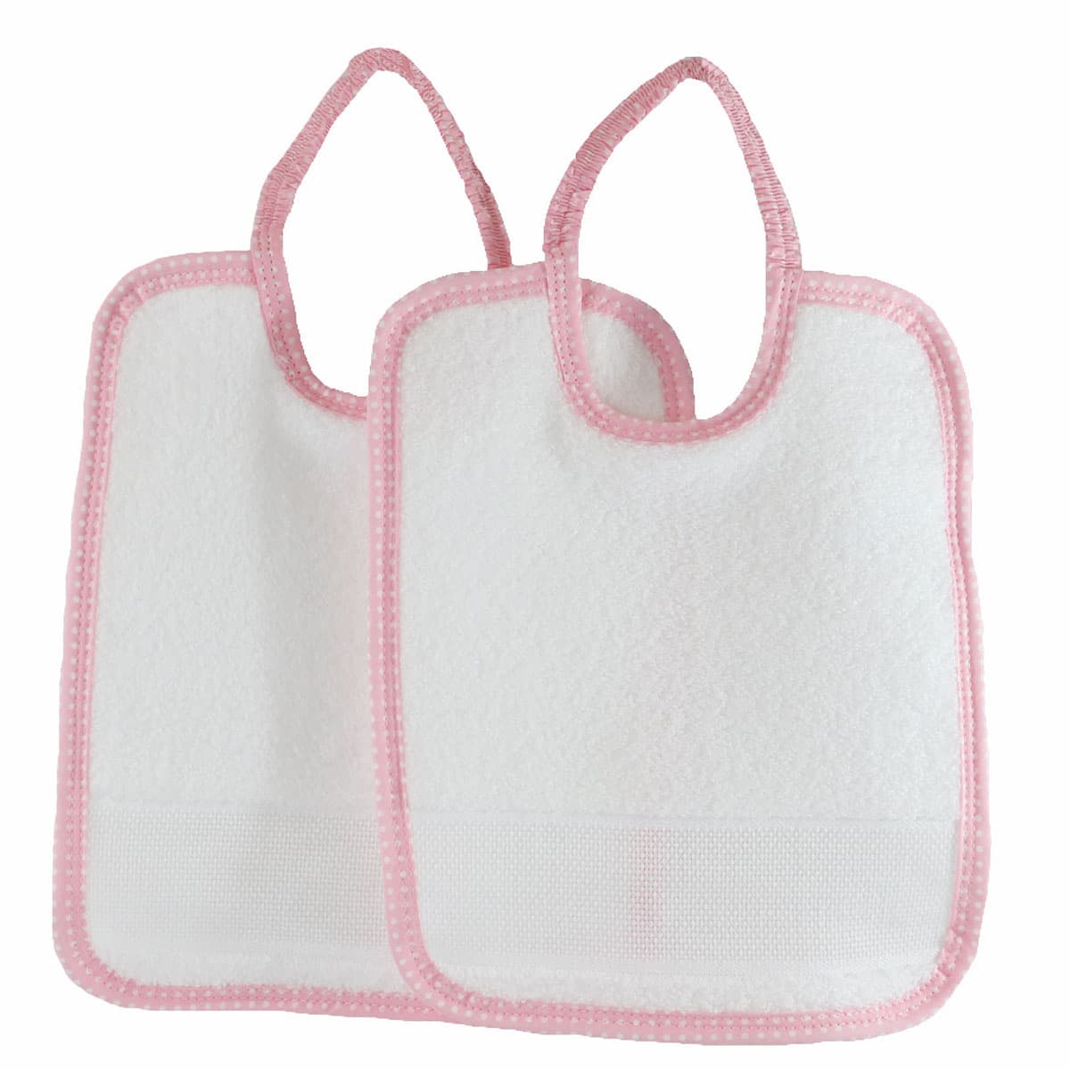 Lot De 2 Bavoirs Bébé Élastique Avec Bande Toile Aïda - Idéal Broderie Point De Croix