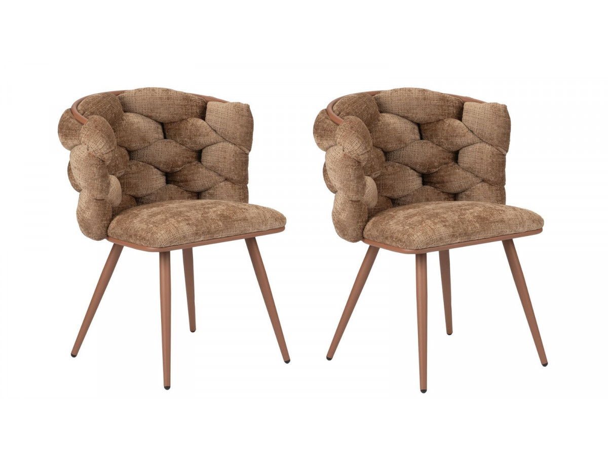 Lot de 2 chaises tissu texturé, CHLOE, BOBOCHIC