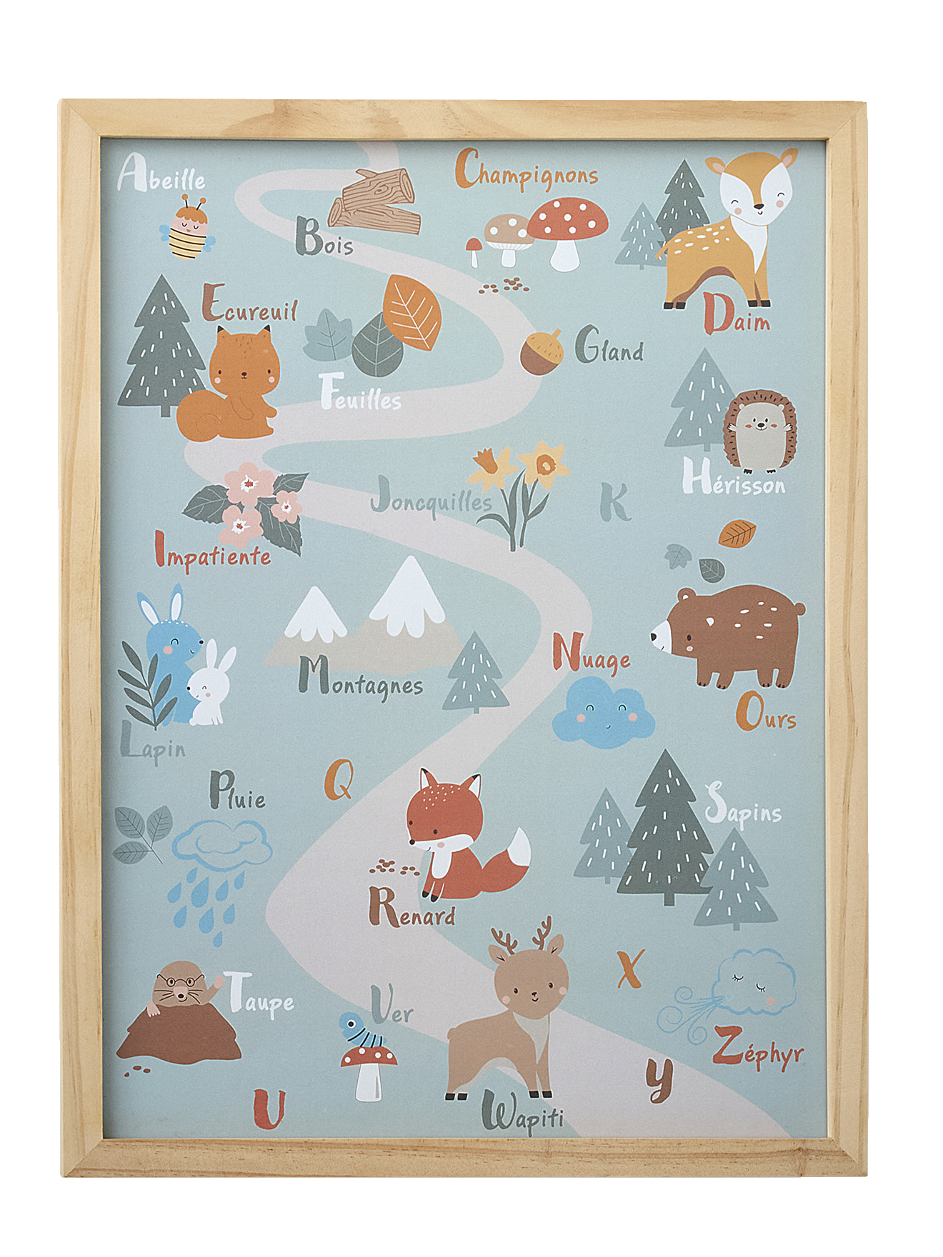 Cadre + affiche abécédaire GREEN FOREST, VERTBAUDET