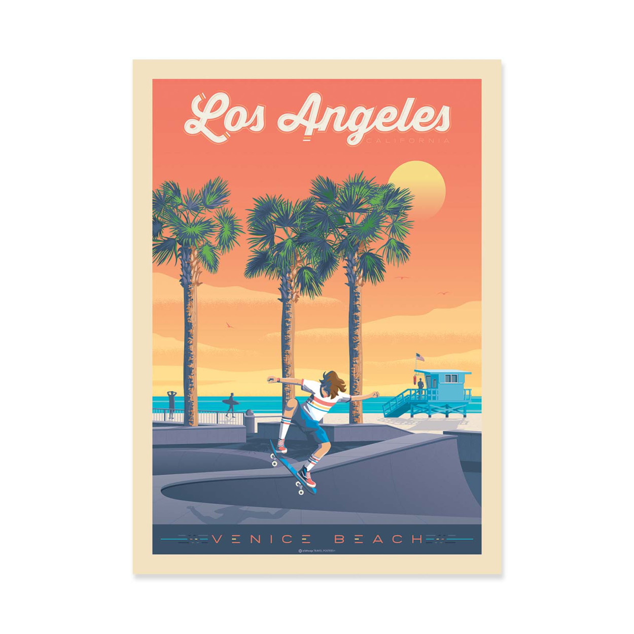 Affiche d'art - Los Angeles Venice Beach - Olahoop Travel Posters, WALL EDITIONS