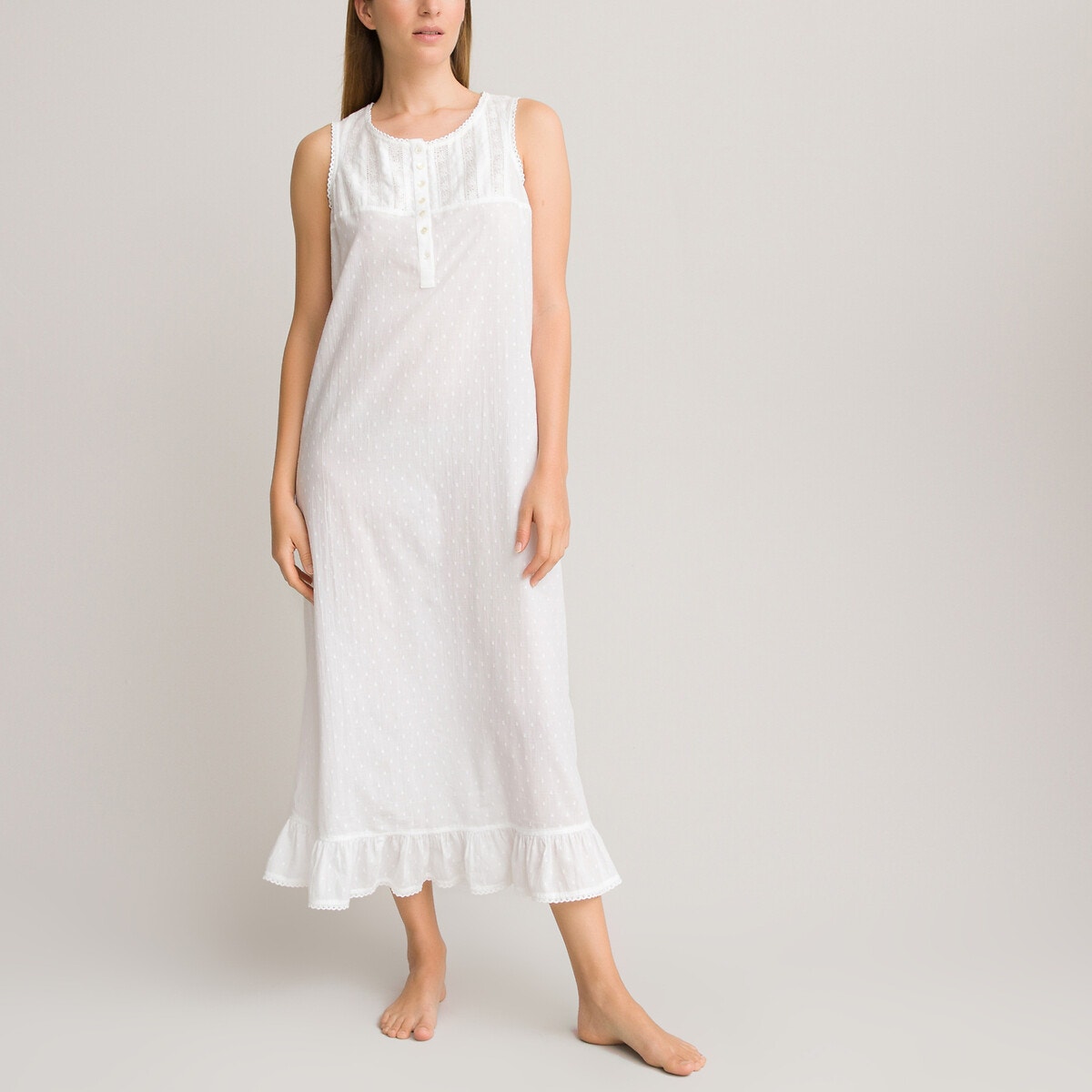 Chemise de nuit coton sans manches