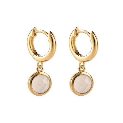 Gold Plated Sterling Silver Chalcedony Charm Hoop Earrings BEGINNINGS