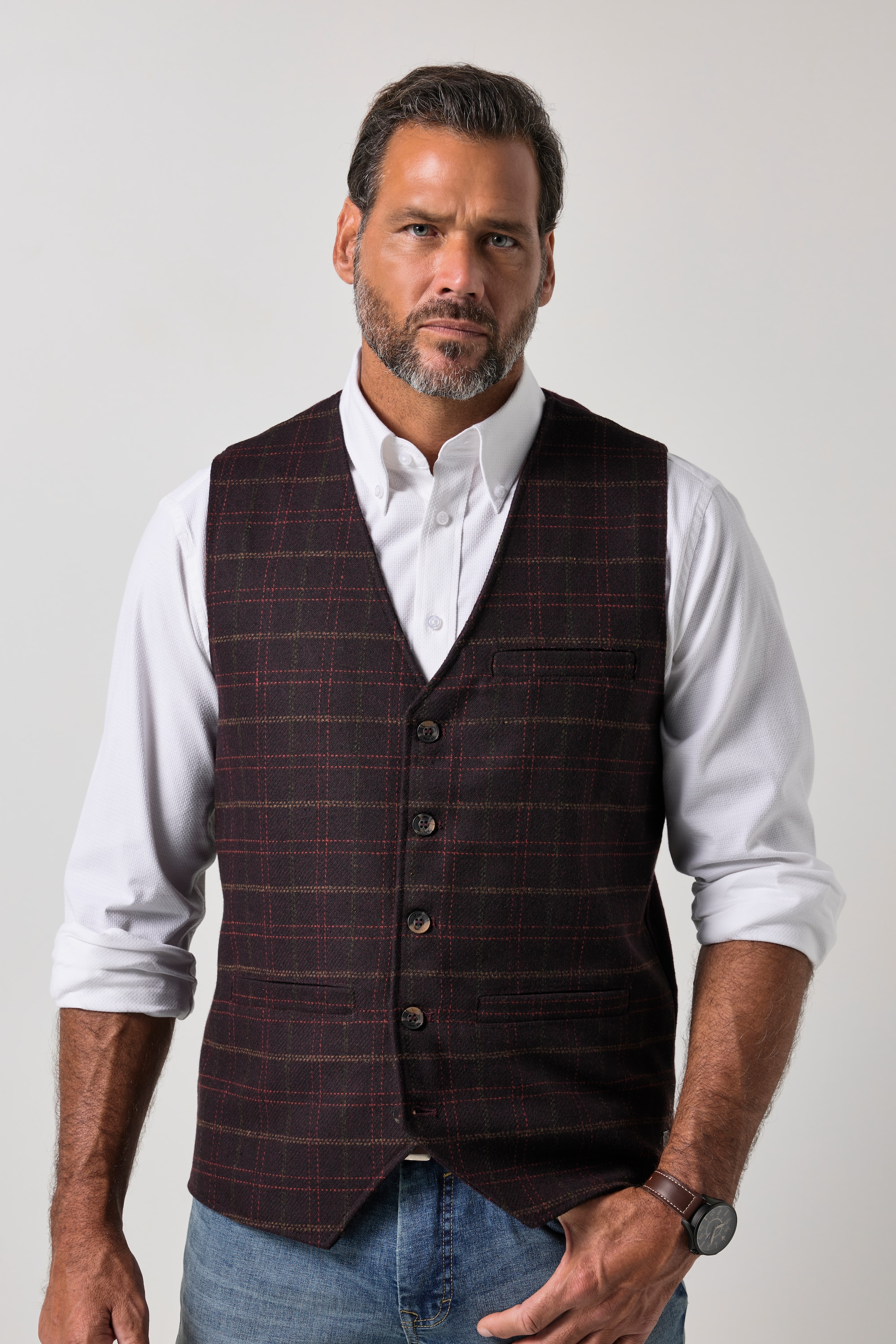 Gilet en tweed motif à carreaux, JP1880