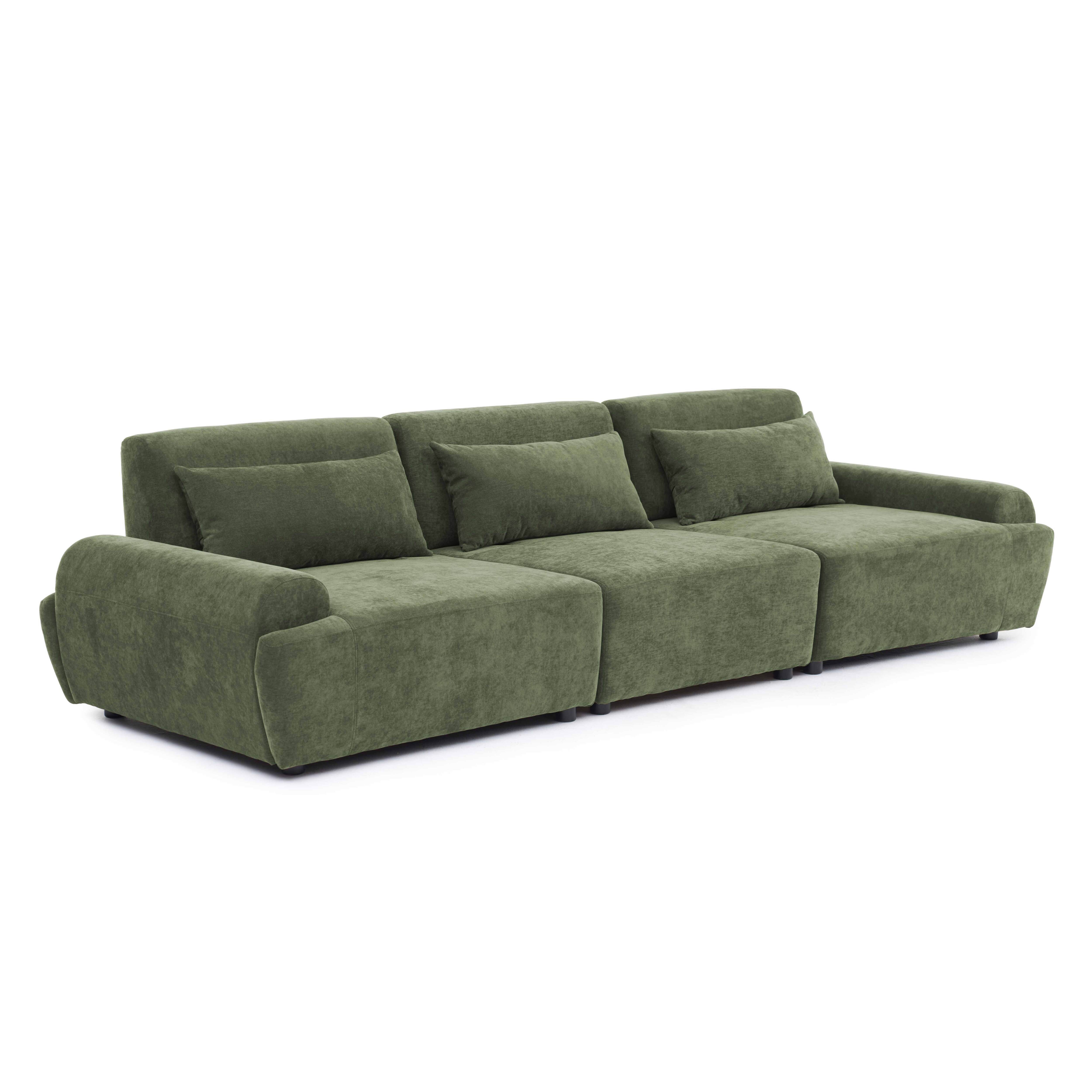 Canapé modulable 3 places en tissu avec coussins dossier ajustable, CALLISTO, OVIALA