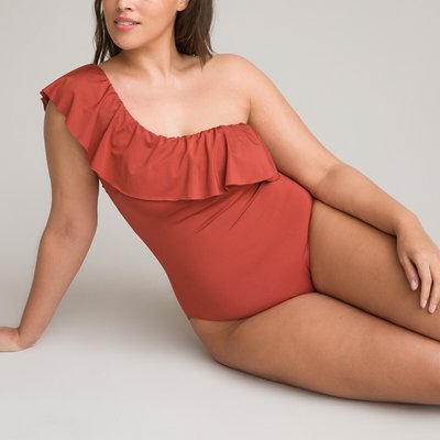 Recycled Ruffled Asymmetric Swimsuit LA REDOUTE COLLECTIONS PLUS