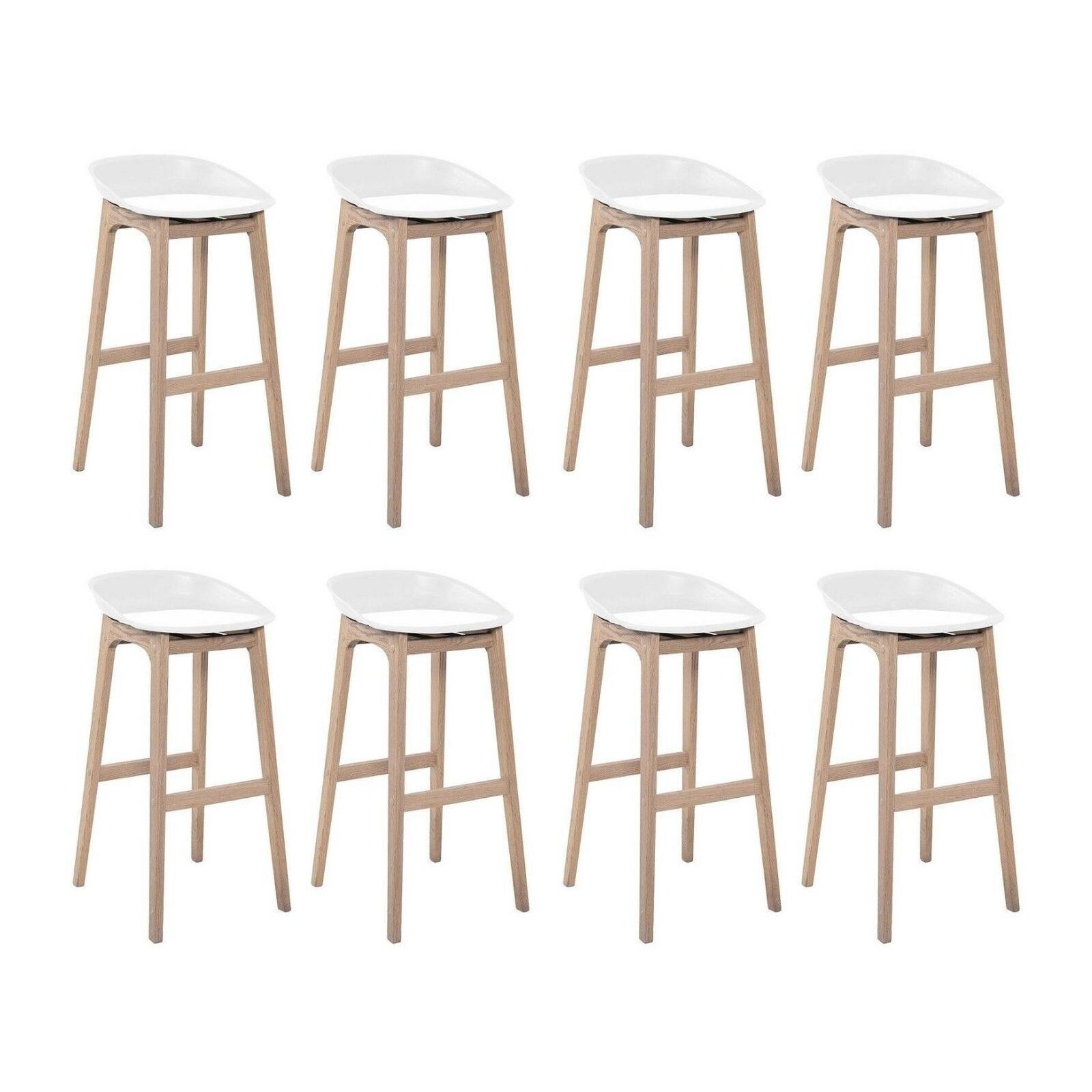 Lot de tabourets de bar en chêne et assise plastique 75cm RIVA|Lot de 8 | Lot de 8, MOB IN