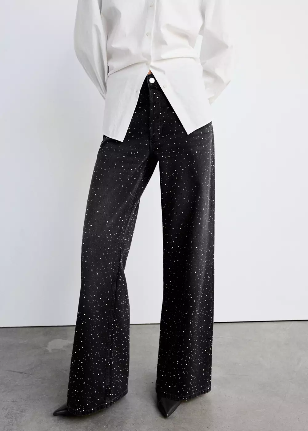 Jean large à strass, MANGO