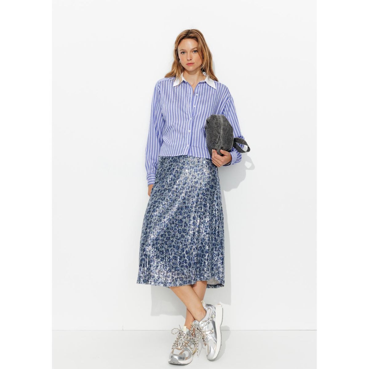 Chemise cropped rayée, PROMOD
