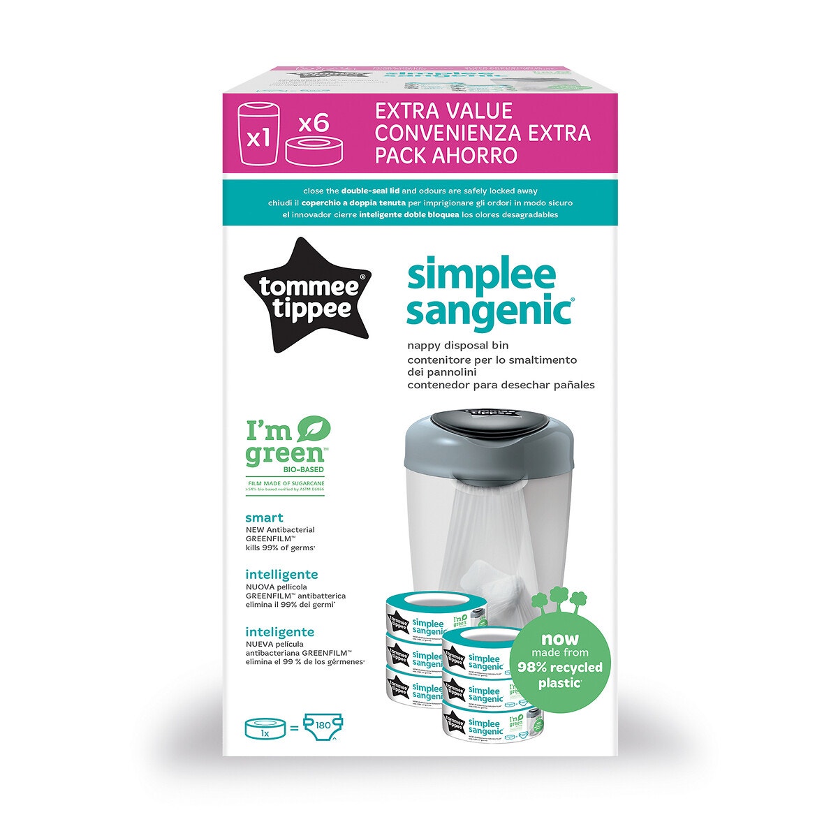 TOMMEE TIPPEE Poubelle à couches Simplee Sangenic pas cher 