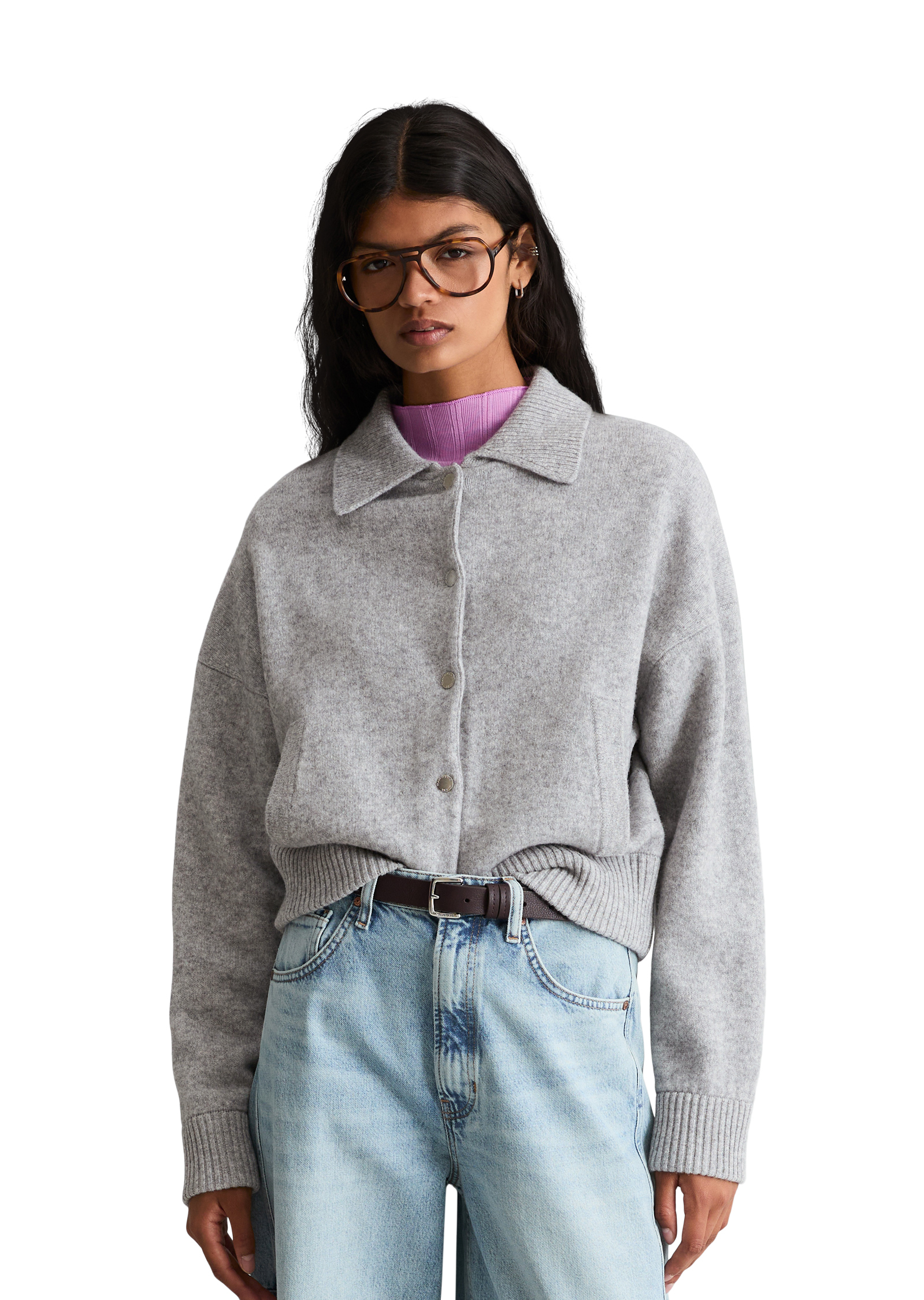 Cardigan style blouson, coupe classique en laine vierge douce, MARC O’POLO DENIM