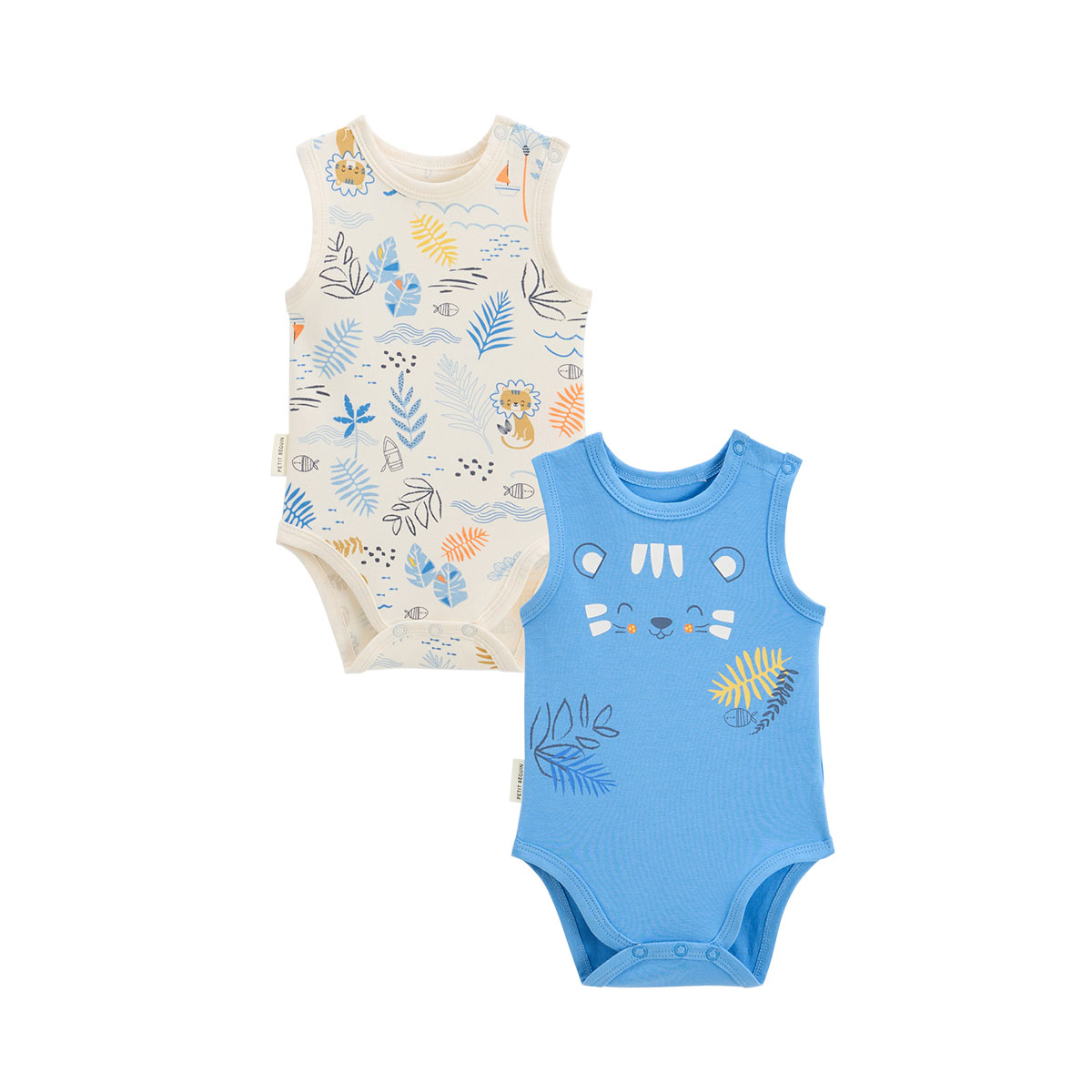 Lot de 2 bodies bébé sans manches Biscarosse, PETIT BEGUIN