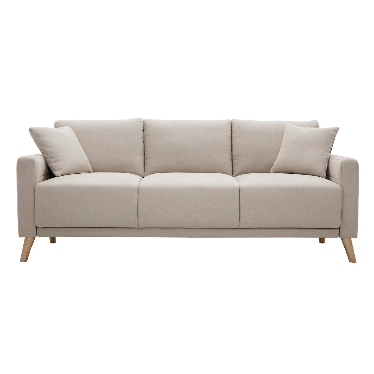 Canapé 3 places en tissu gris et bois clair MUNIK, MILIBOO