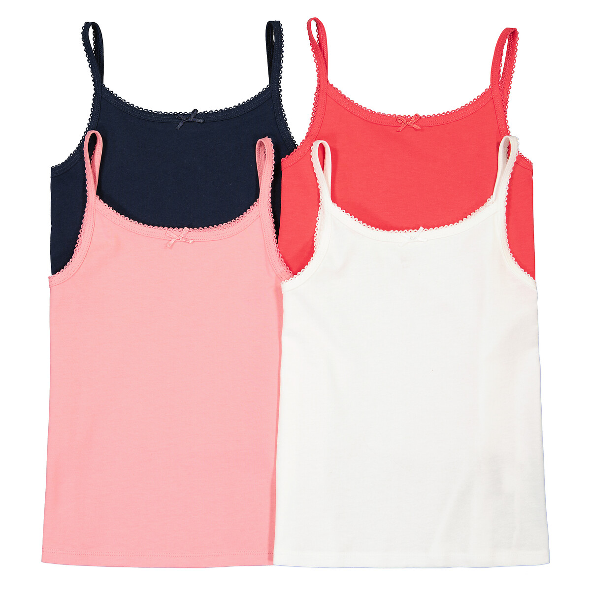 Pack of 4 Vest Tops in Plain Cotton