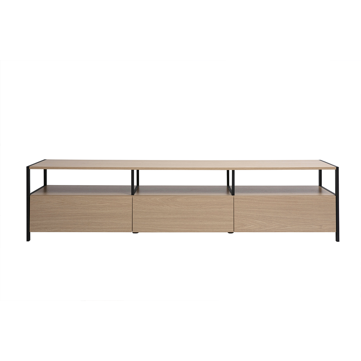 Meuble TV finition bois foncé noyer et métal noir L180 cm MAXENCE, MILIBOO