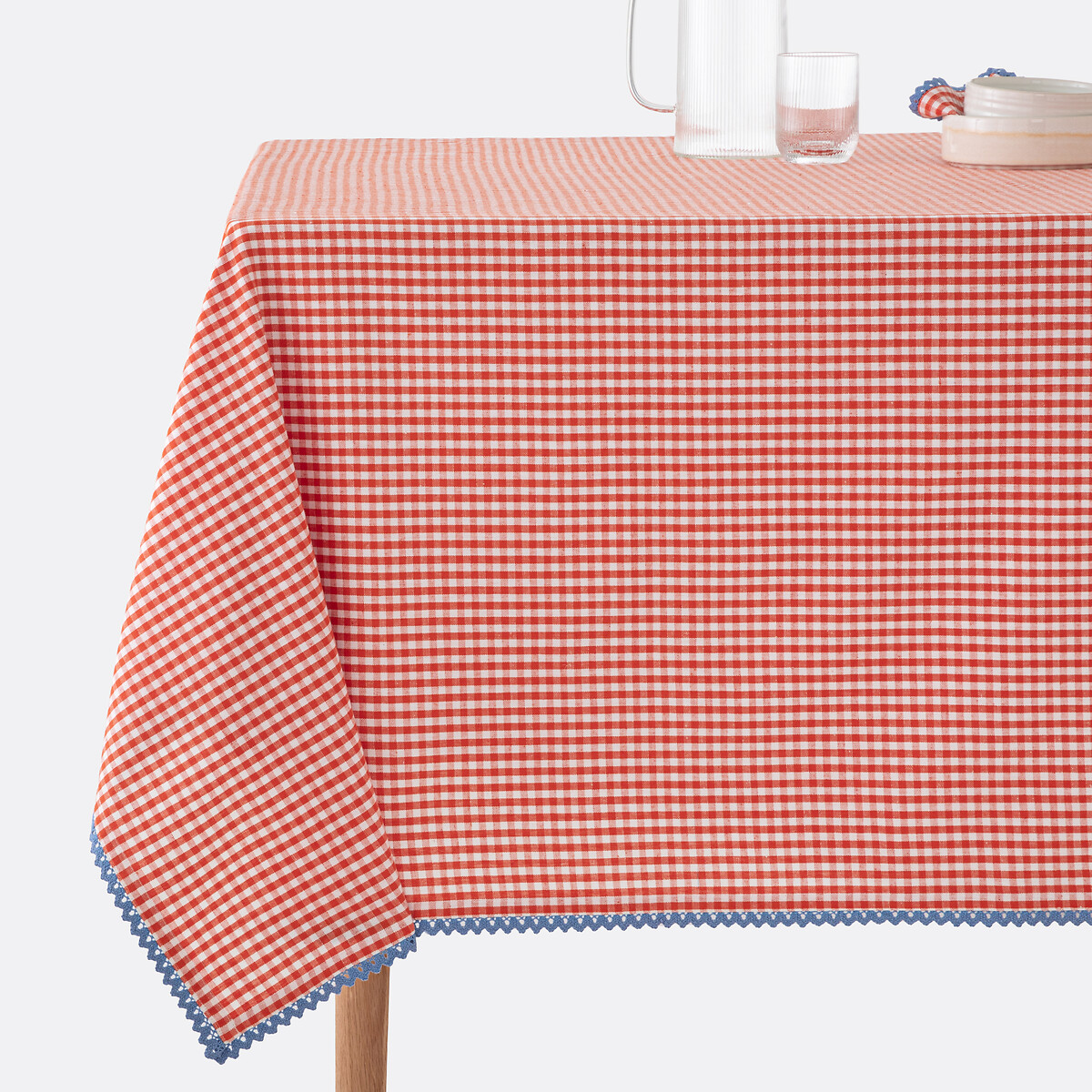 Nappe motif vichy tissé teint coton/lin Trattoria